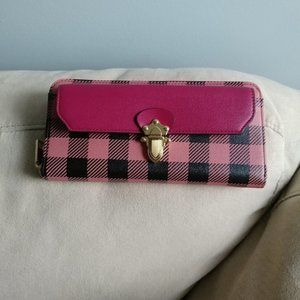 burgundy buffalo plaid long wallet